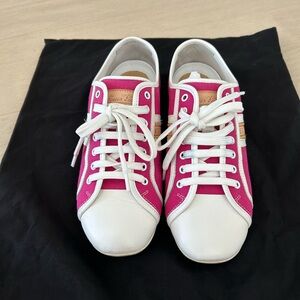 Authentic Louis Vuitton Magenta White Canvas&Leather Sneaker